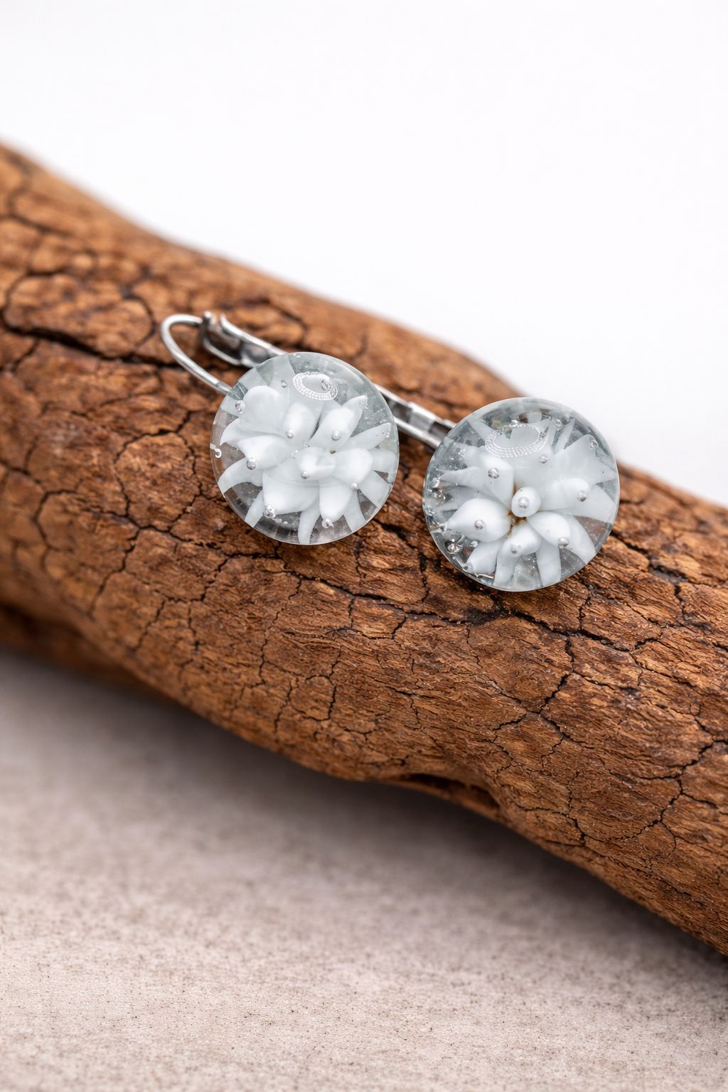Boucles d'oreilles dormeuses "Eclat de Verre"