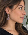 Boucle d'oreille en chaine de verre rose transparent