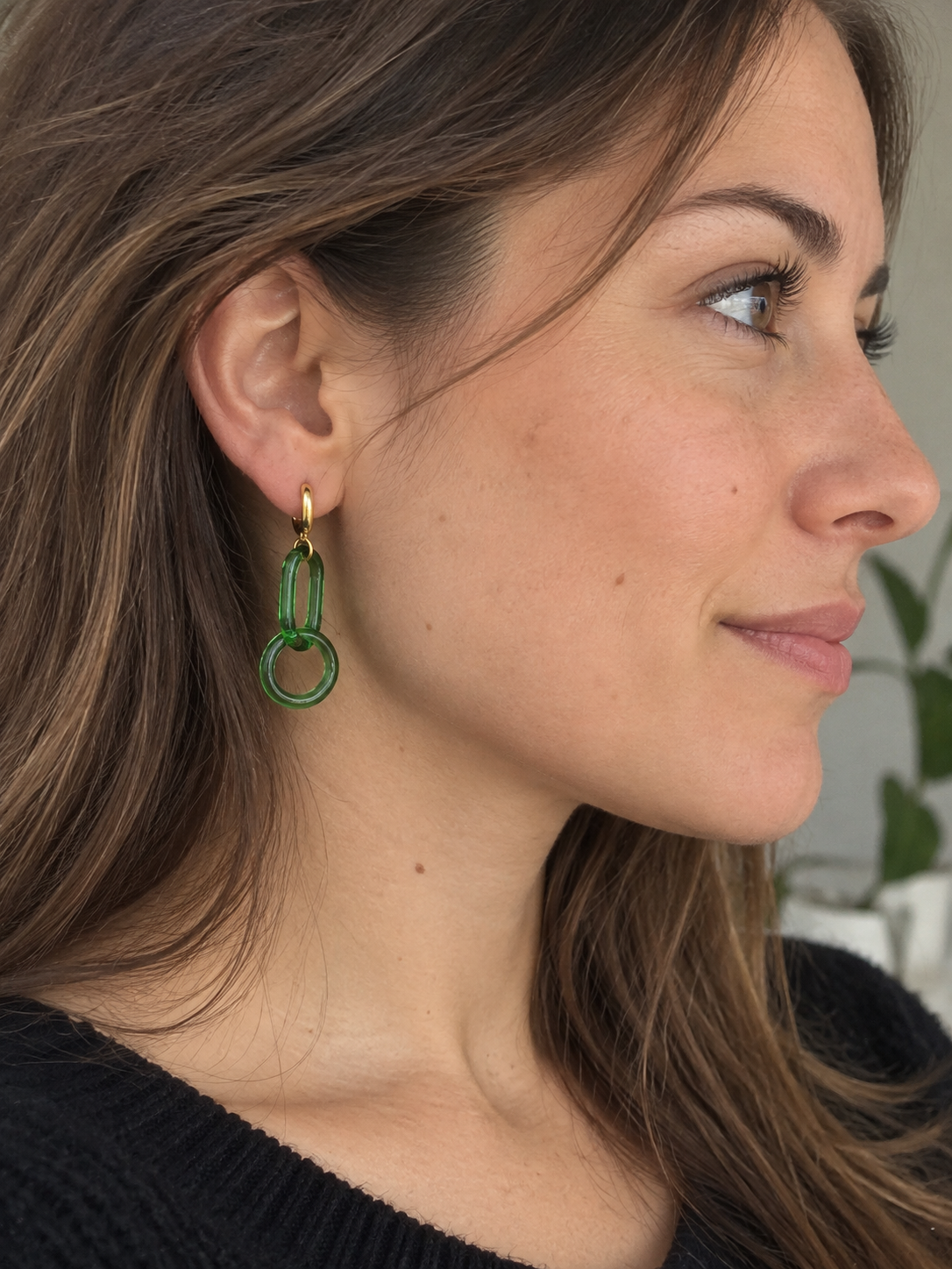 Boucles d’oreilles en chaîne de verre – Vert