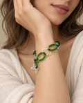 Bracelet chaine de verre vert et transparent