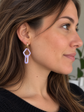 Boucle d'oreille en chaine de verre  rose