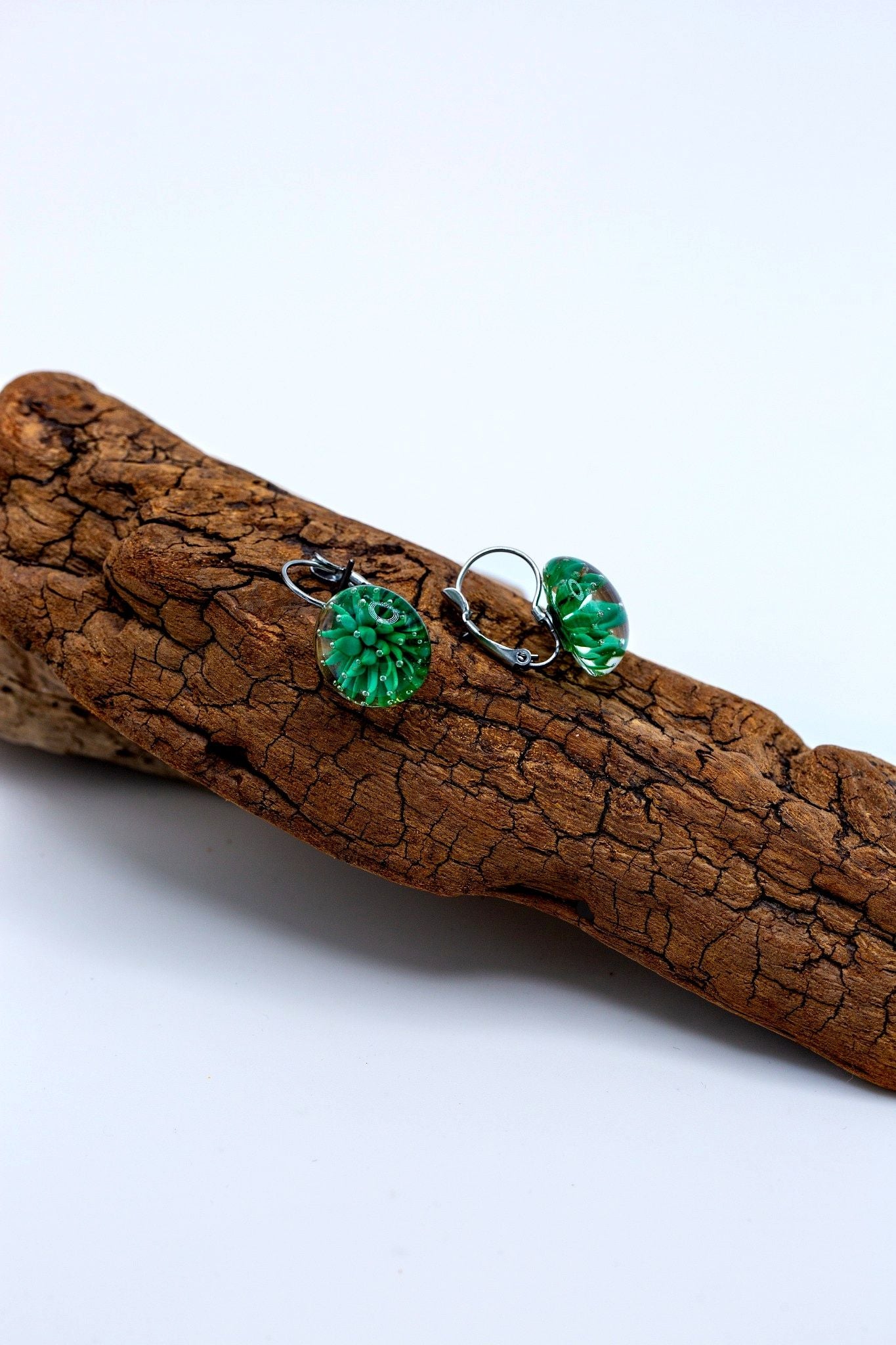 Boucles d'oreilles dormeuses "Eclat de Verre"