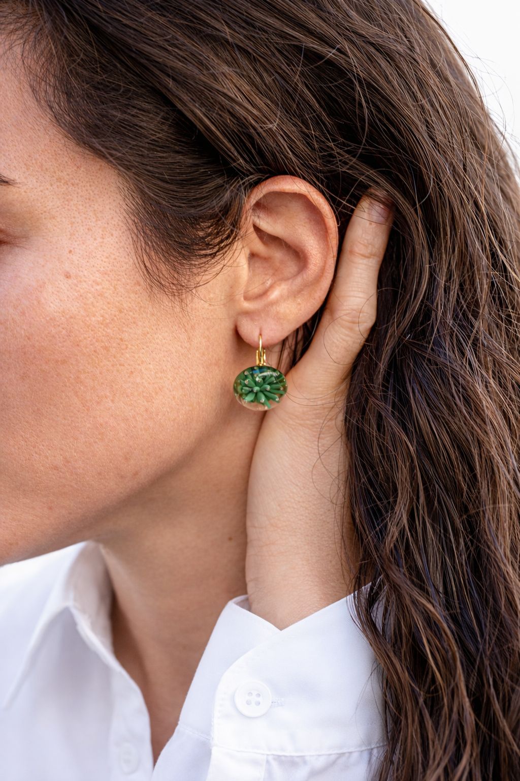 Boucles d'oreilles dormeuses "Eclat de Verre"